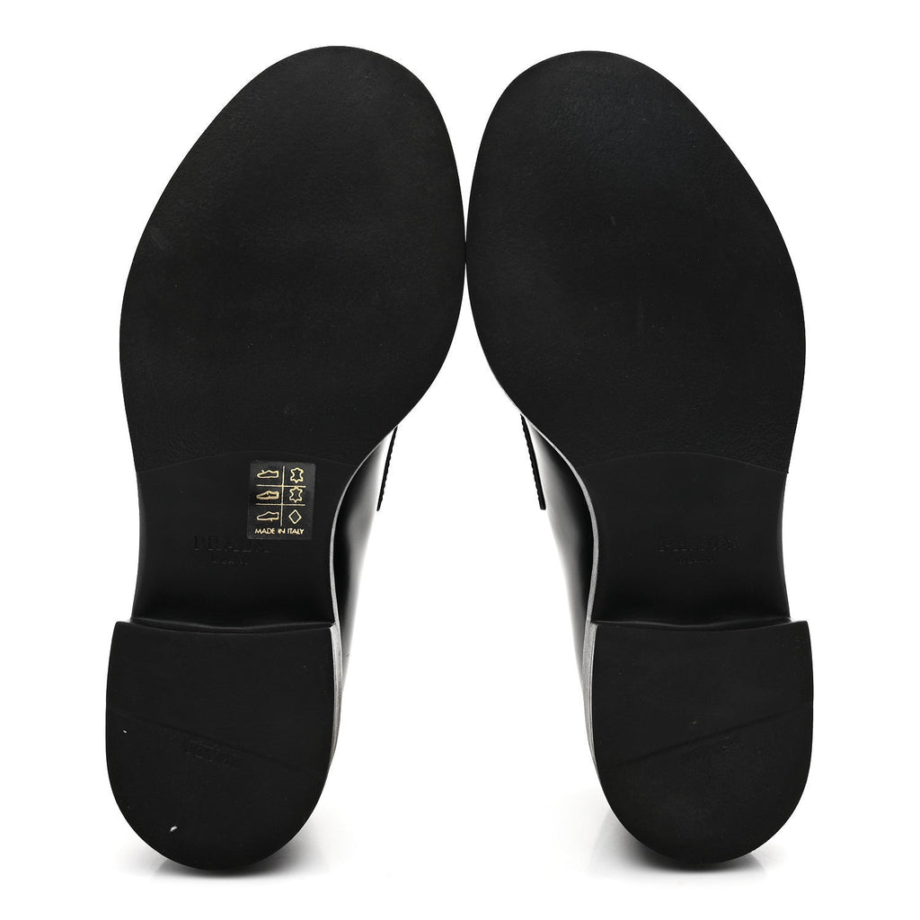 Prada Spazzolato Metal Triangle Logo 50mm Loafers 36 Black