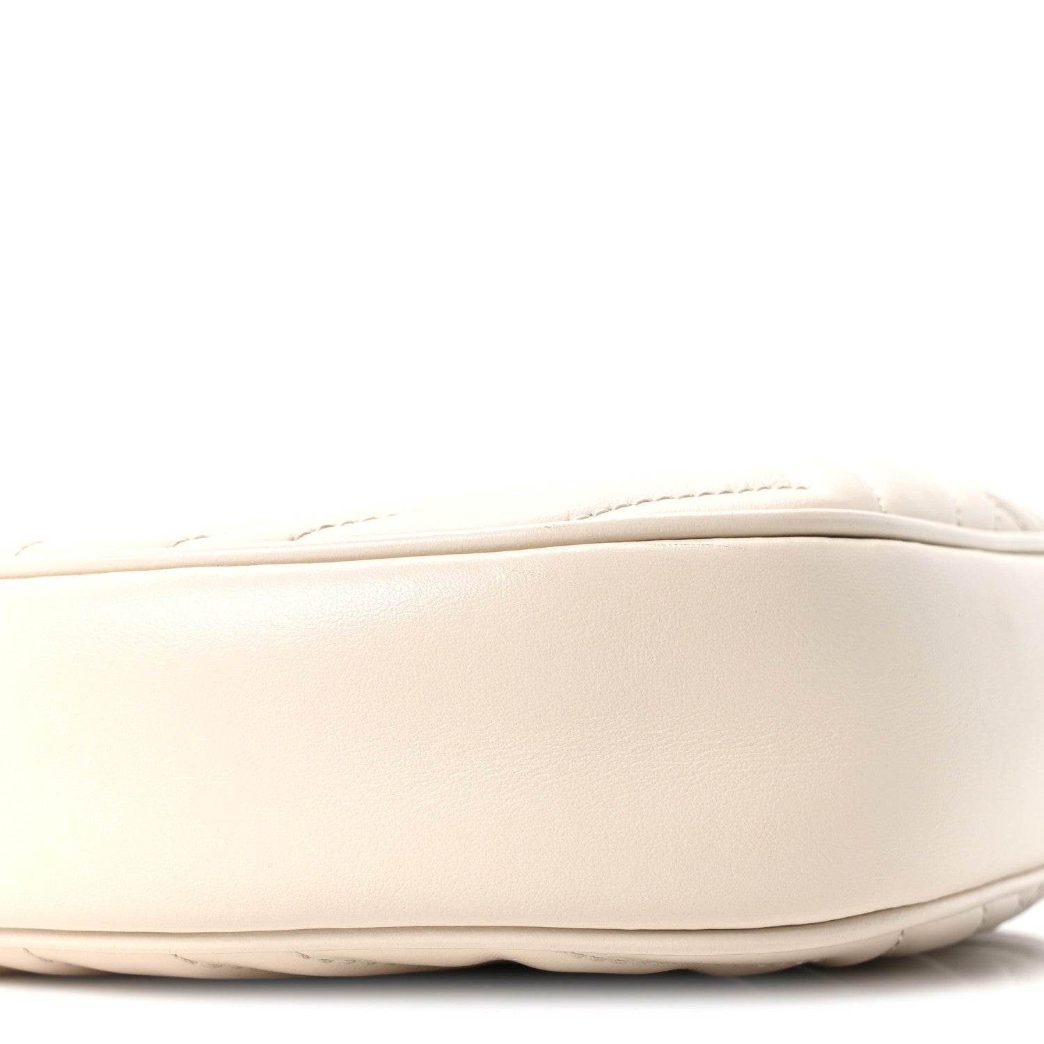 Gucci Calfskin Matelasse Chevron Mini GG Marmont Half Moon Hobo Mystic White