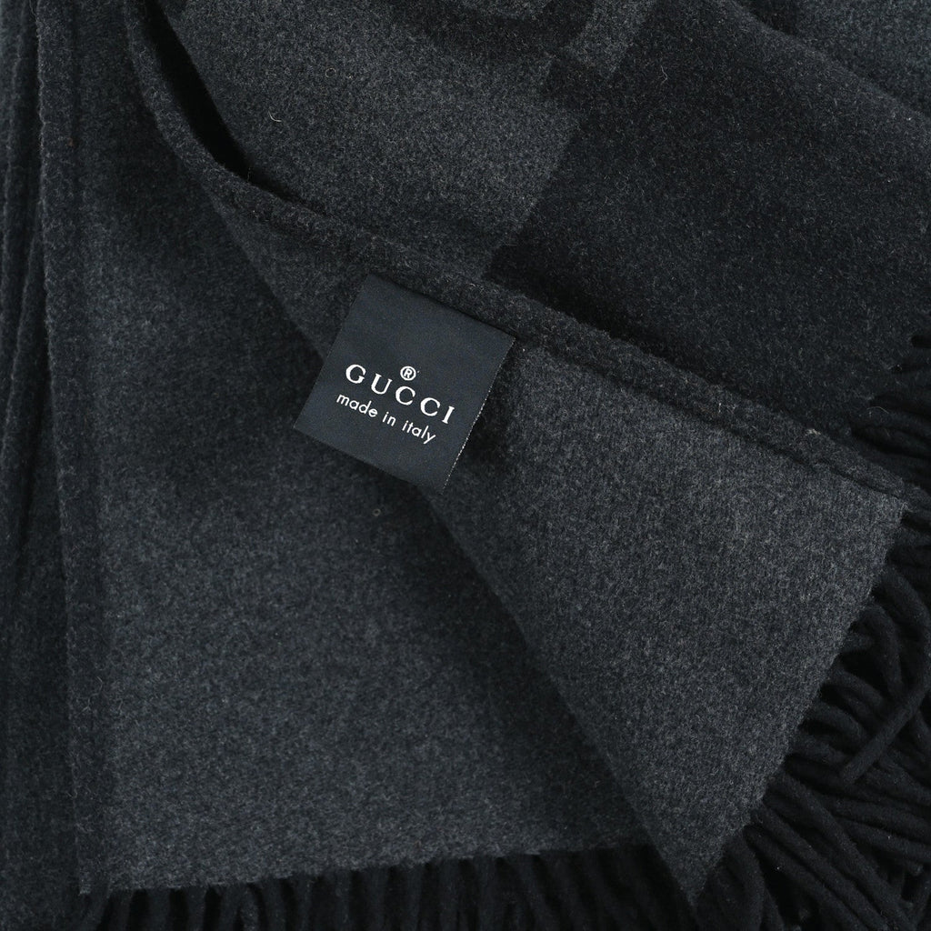 Gucci Wool Cashmere GG Monogram Blanket Black Grey