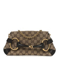 Gucci Monogram Horsebit Clutch Dark Brown