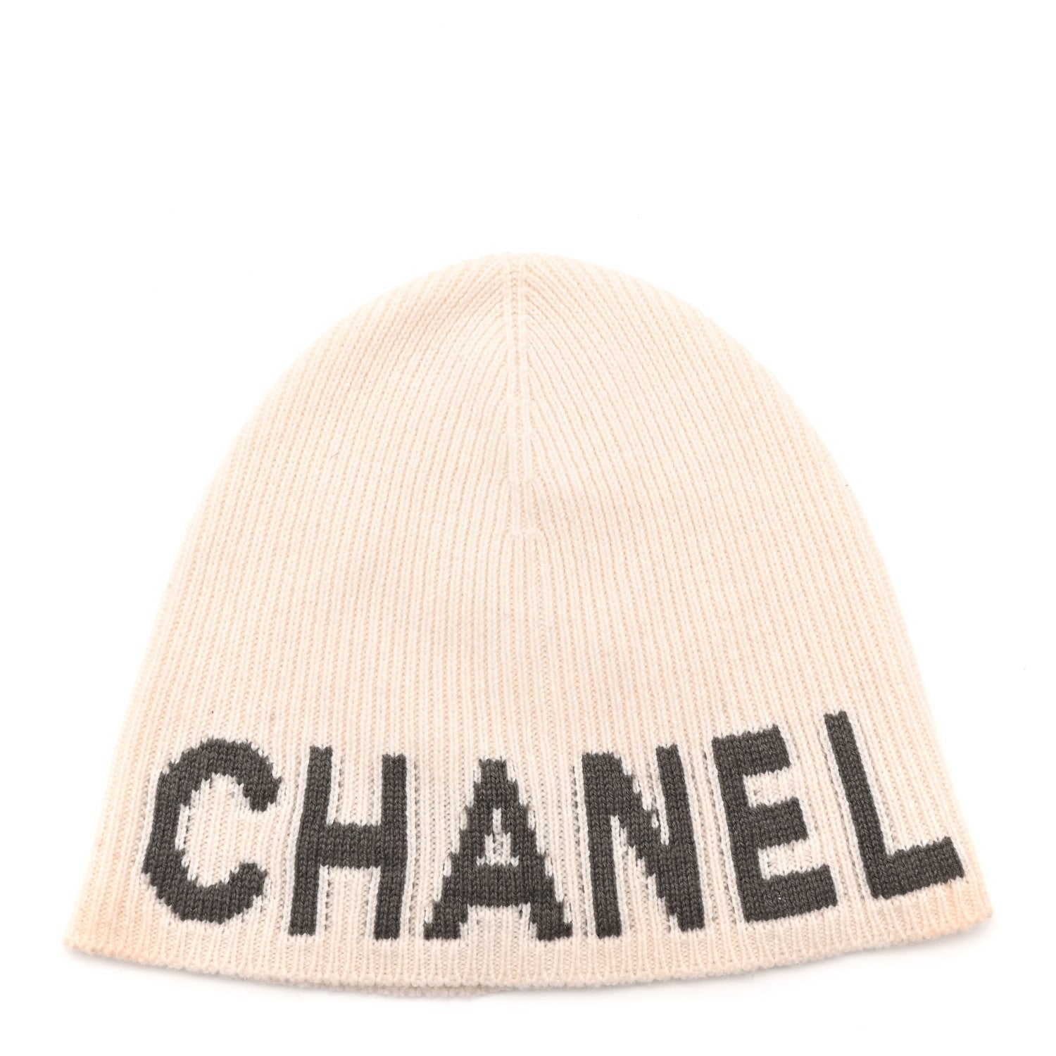 Cashmere Logo Beanie Hat White Grey