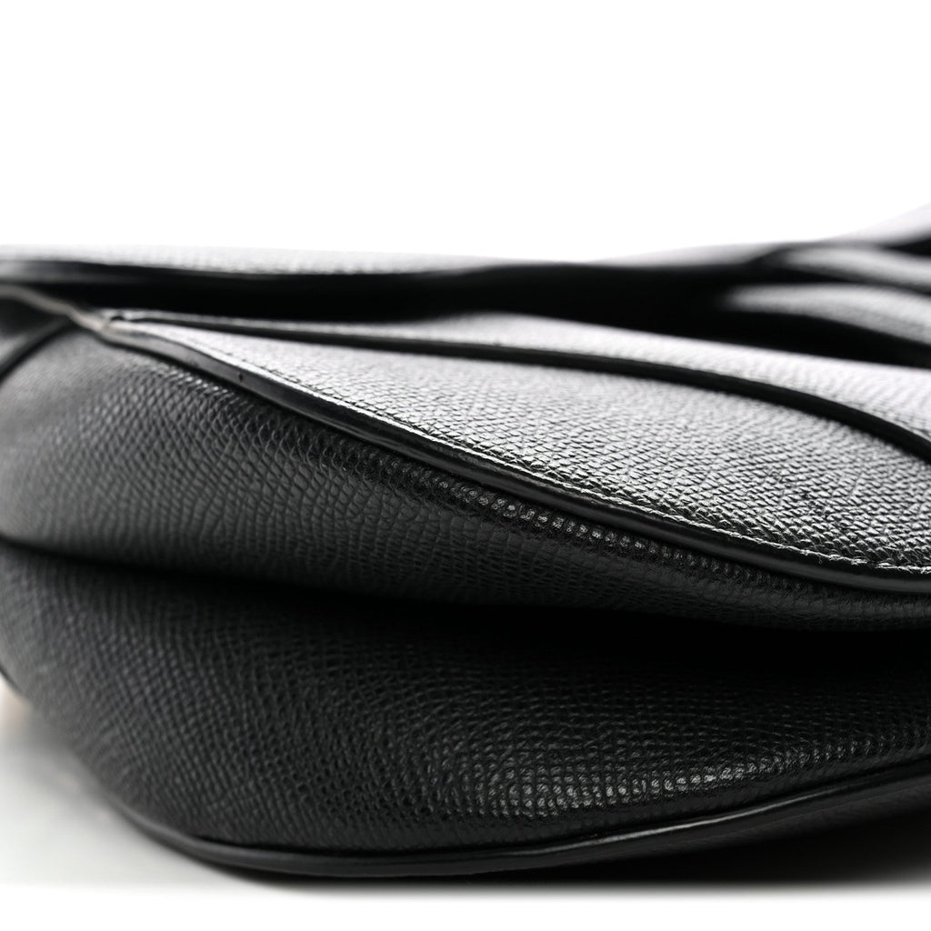Christian Dior Grained Calfskin Saddle Bag Black
