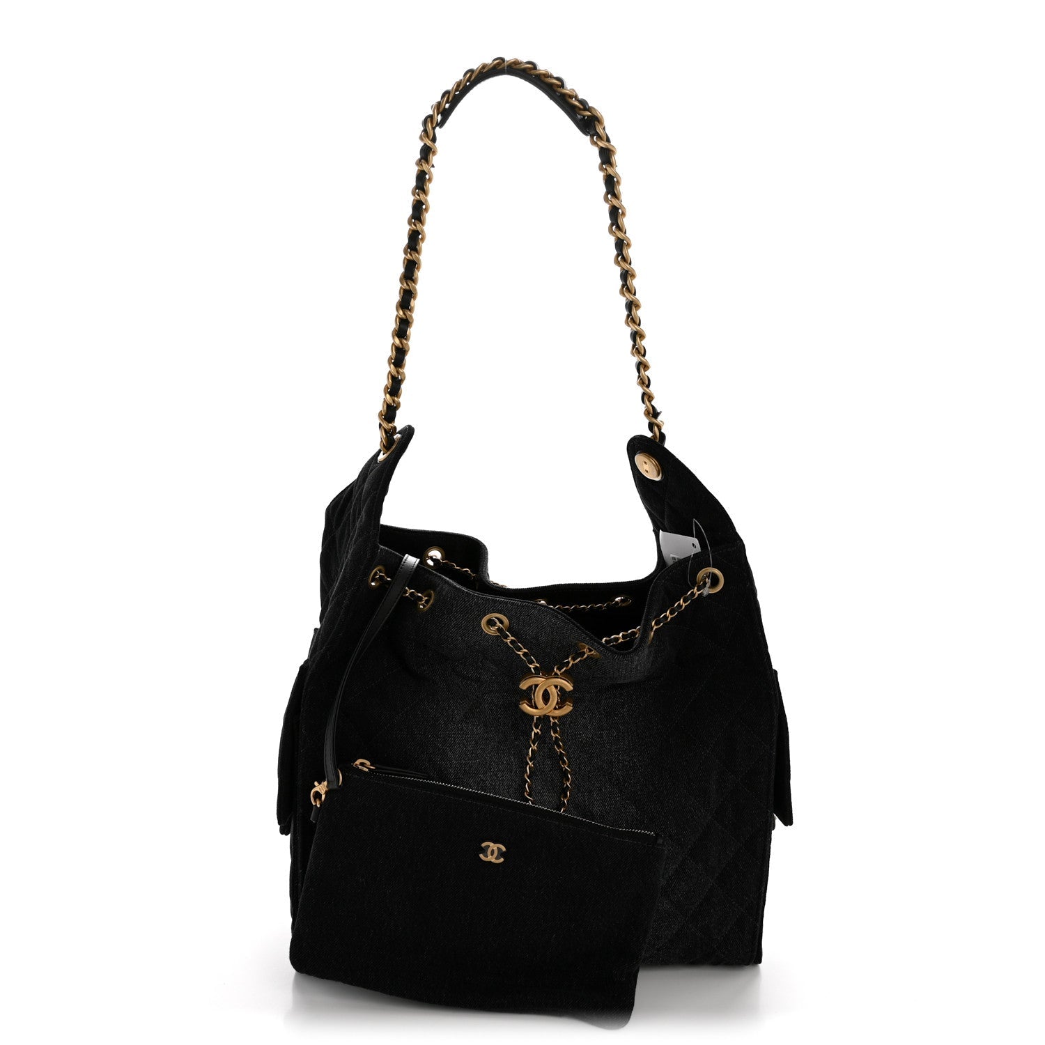 Chanel Washed Denim Quilted Medium Chanel 25 Handbag Black