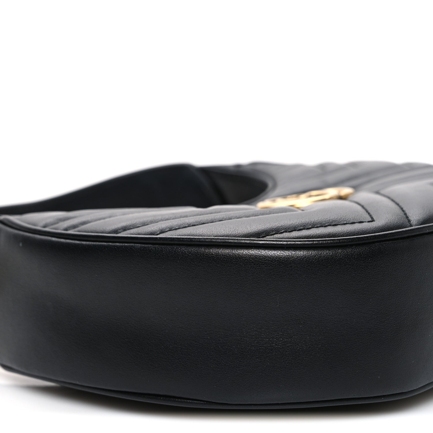 Gucci Calfskin Matelasse Chevron Mini GG Marmont Half Moon Hobo Black