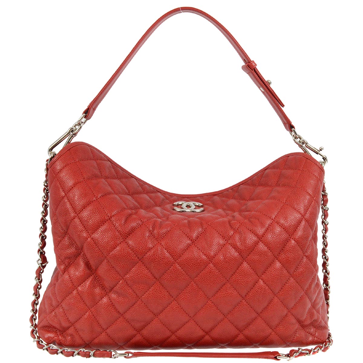 Chanel 2012-2013 Red Caviar 2way hobo Handbag