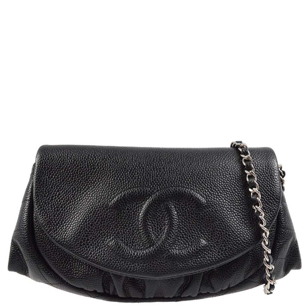Chanel 2012 Black Caviar Half-Moon WOC Wallet