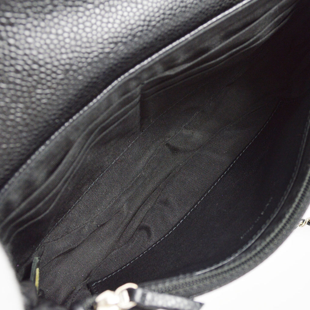 Chanel 2012 Black Caviar Half-Moon WOC Wallet