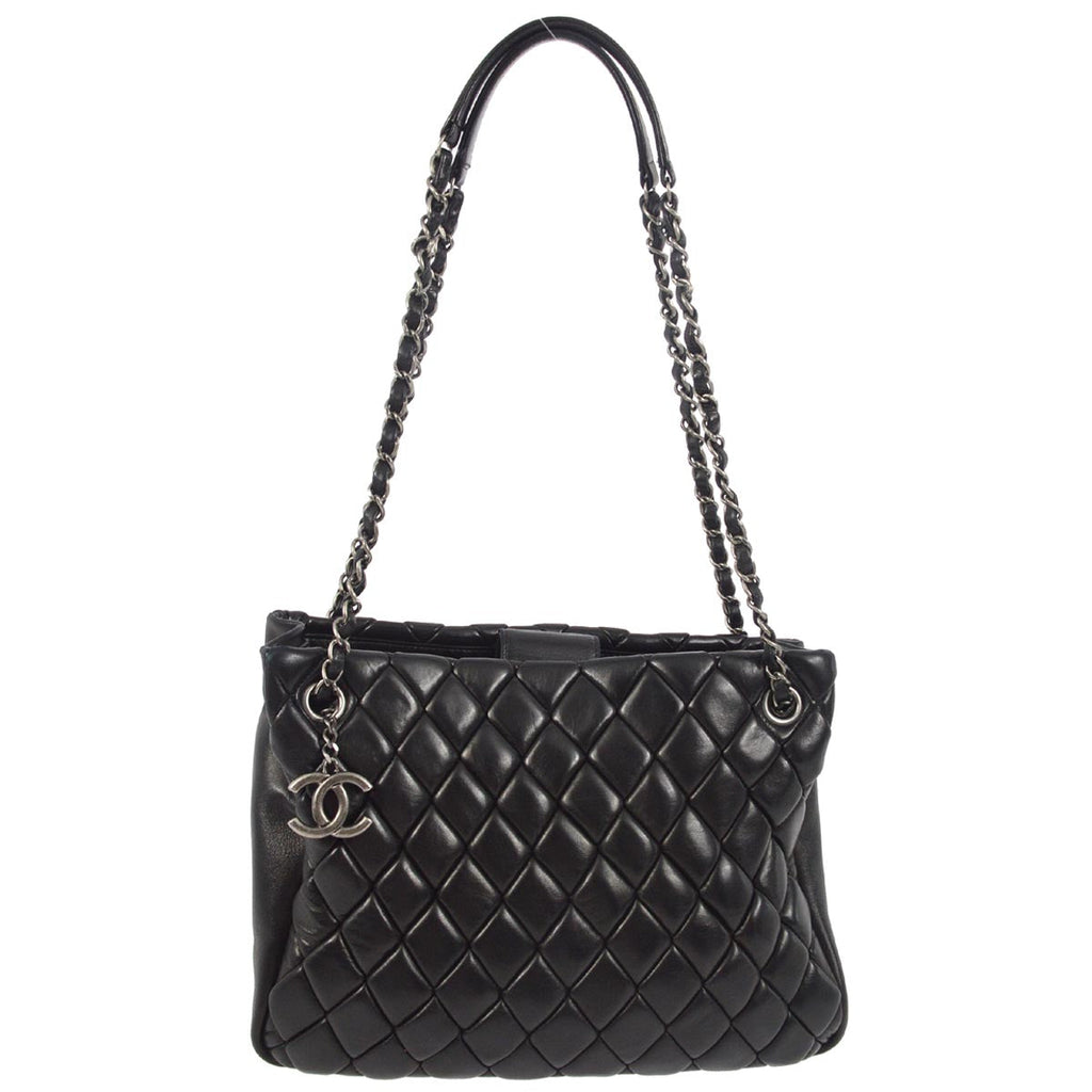 Chanel 2010-2011 Black Lambskin Chain Tote Handbag