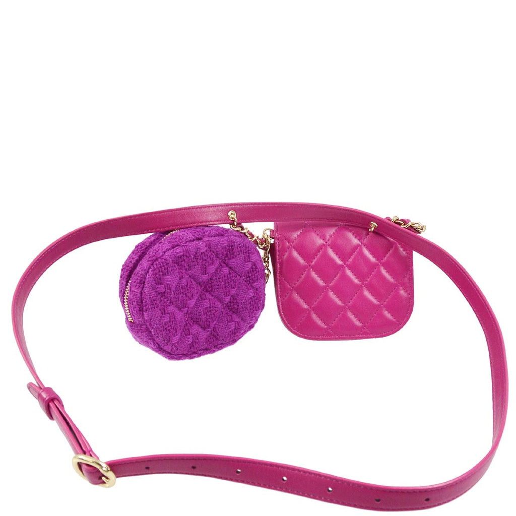 Chanel 2019 Pink Purple Lambskin Belt Pouch Bum Bag