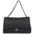 Chanel 2020-2021 Black Calfskin Classic XXL Single Flap Shoulder Bag