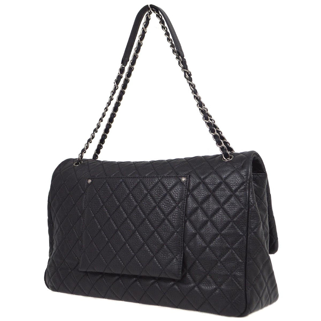 Chanel 2020-2021 Black Calfskin Classic XXL Single Flap Shoulder Bag