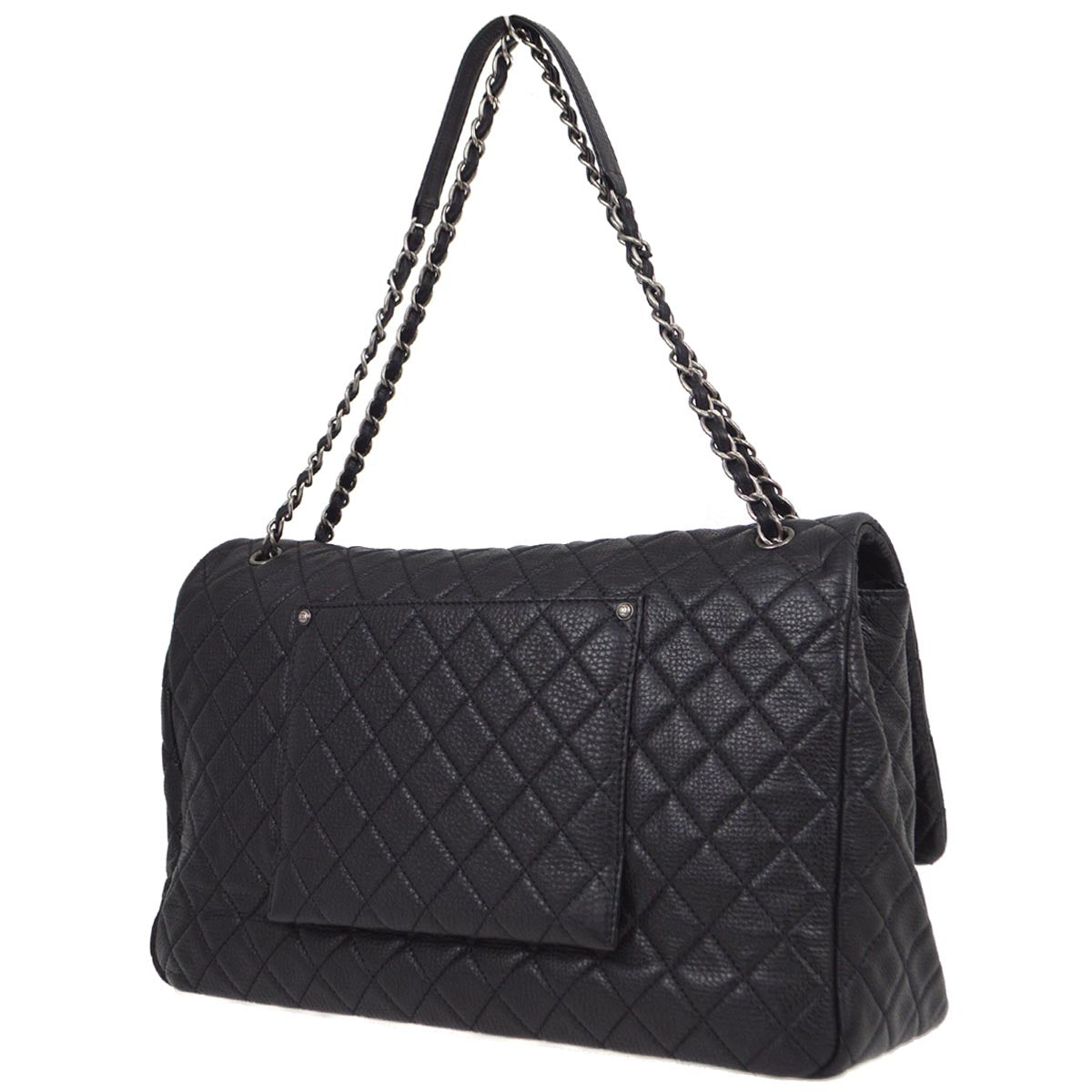 Chanel 2020-2021 Black Calfskin Classic XXL Single Flap Shoulder Bag