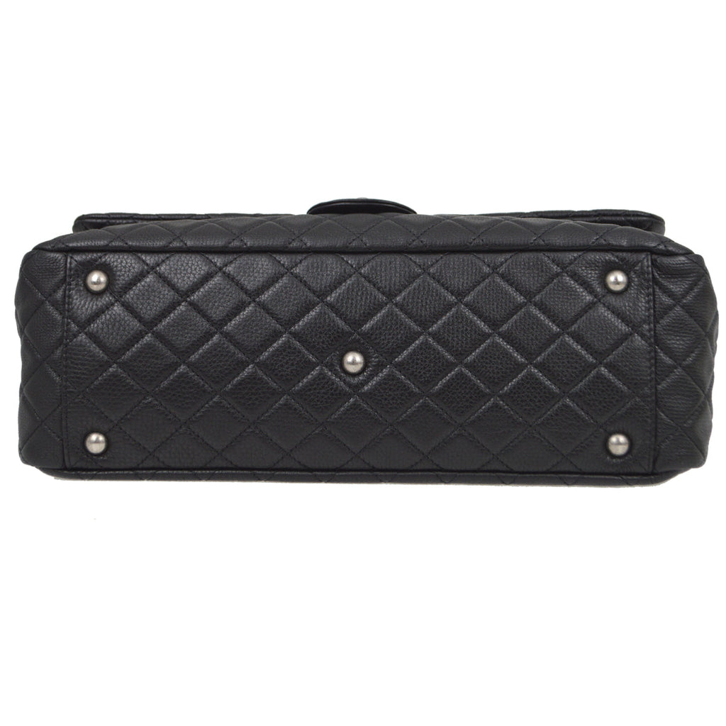 Chanel 2020-2021 Black Calfskin Classic XXL Single Flap Shoulder Bag
