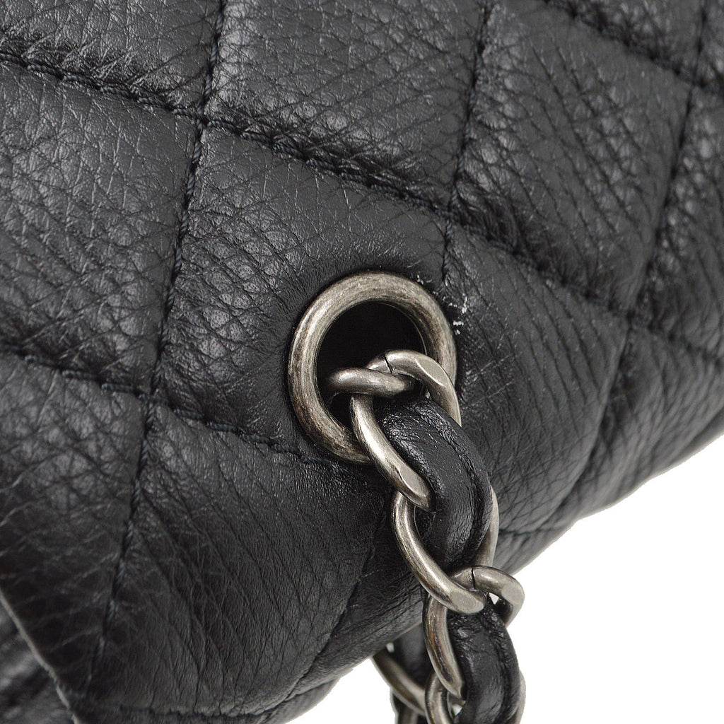 Chanel 2020-2021 Black Calfskin Classic XXL Single Flap Shoulder Bag
