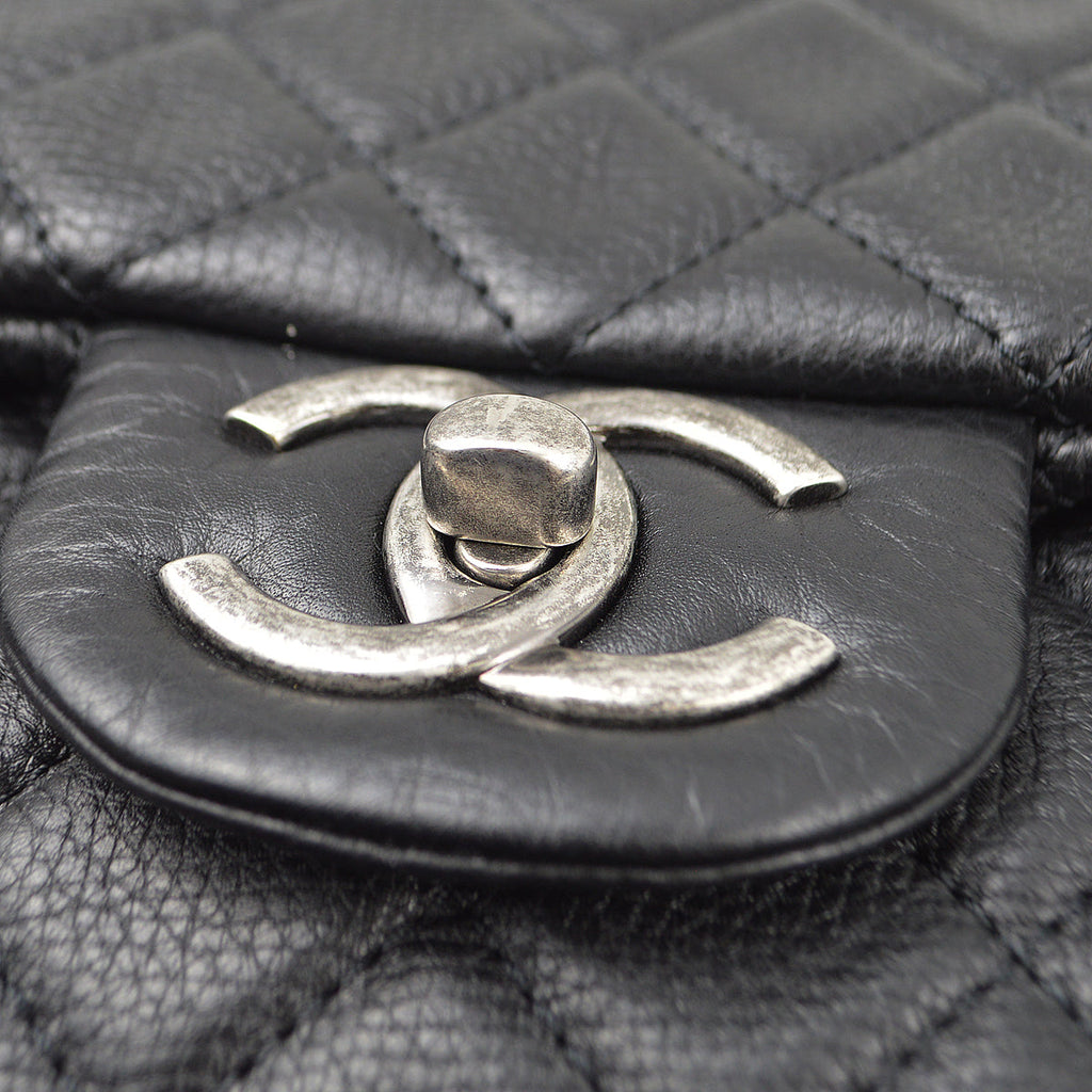 Chanel 2020-2021 Black Calfskin Classic XXL Single Flap Shoulder Bag