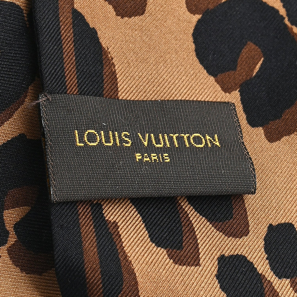 Louis Vuitton Silk Leopard Bandeau Scarf Marron
