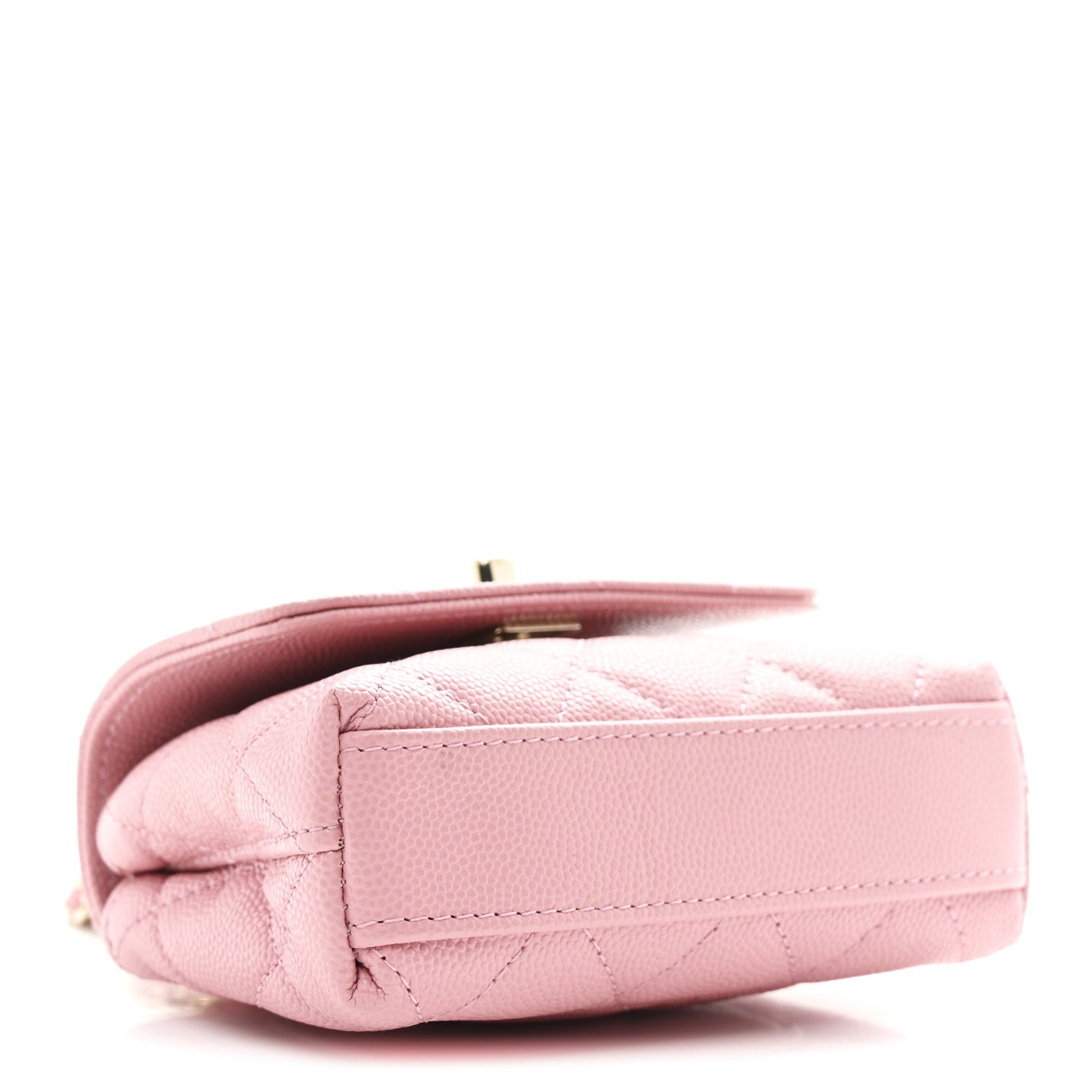 Chanel Caviar Quilted Nano Coco Handle Clutch With Chain Pink