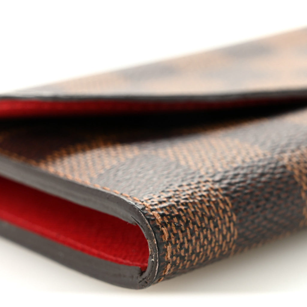 Louis Vuitton Damier Ebene Emilie Wallet Red