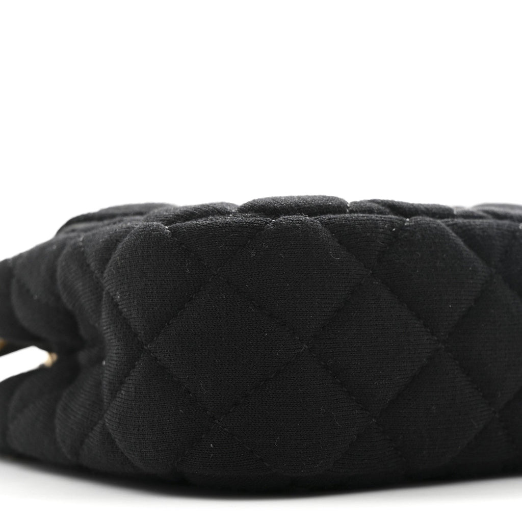 Chanel Jersey Quilted Small Wavy CC Hobo Black