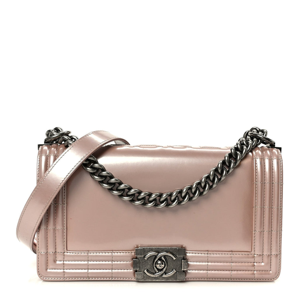 Chanel Iridescent Glazed Calfskin Medium Boy Flap Light Pink