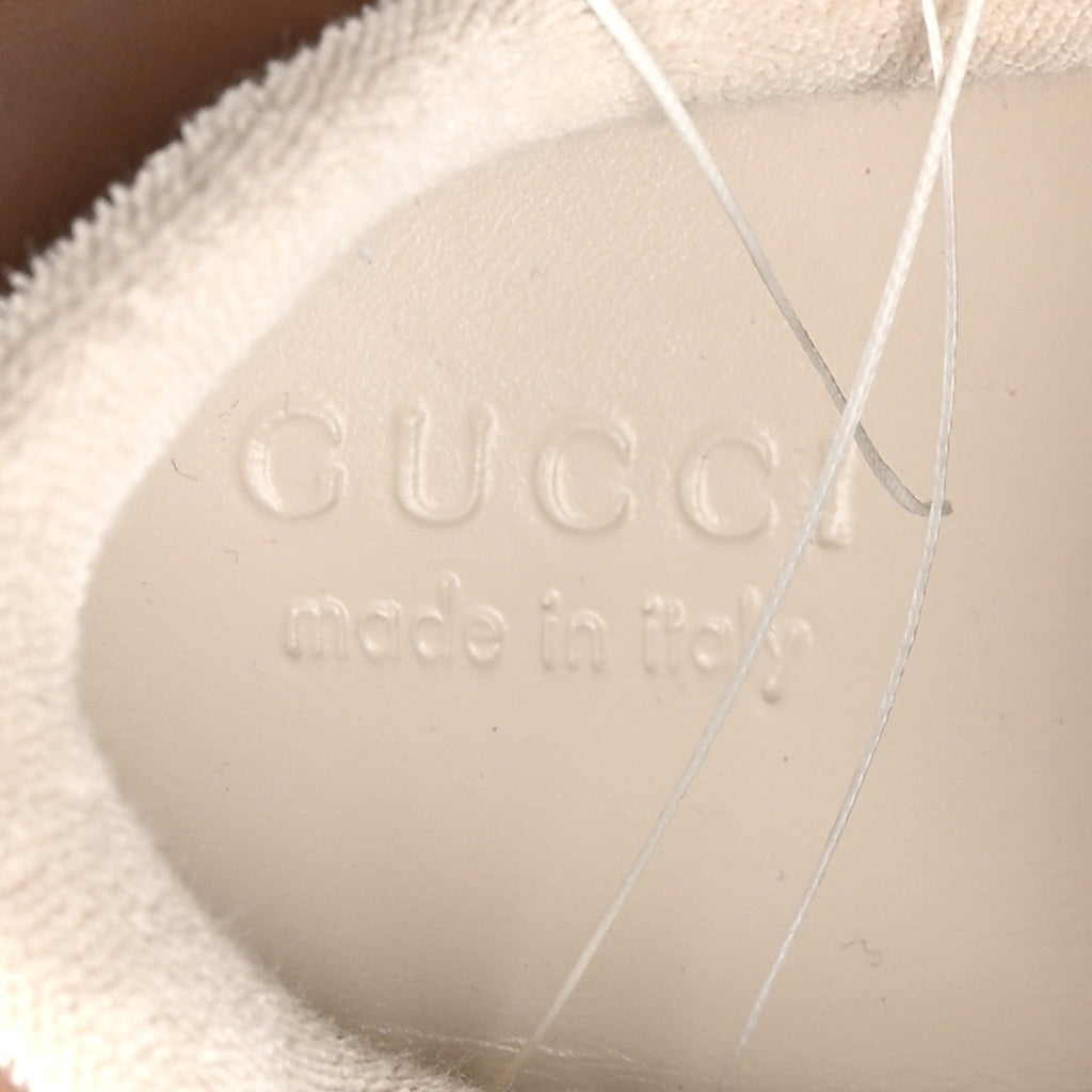 Gucci GG Supreme Monogram Harness Calfskin Web Mens Screener Sneakers 10.5 Beige Ebony Rosso Harness Brown