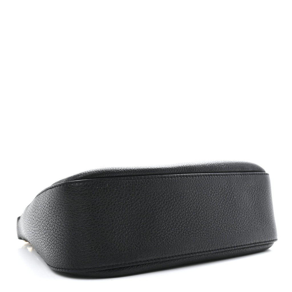 Prada Vitello Daino Soft Zippered Hobo Shoulder Bag Black