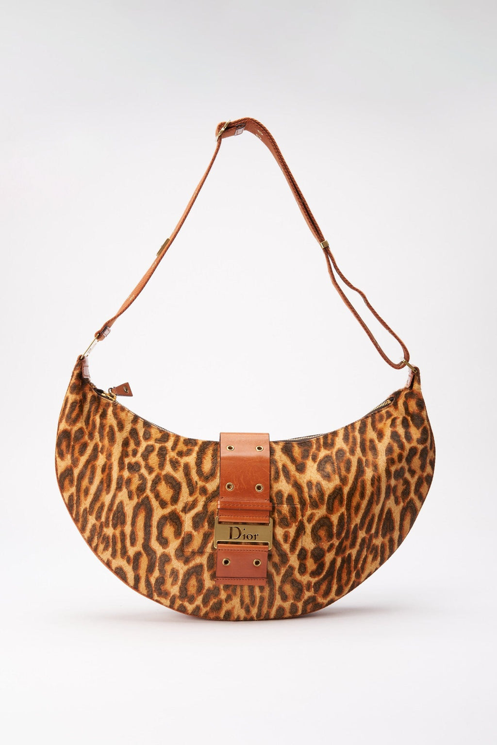 Dior Leopard Calf Hair Moon Hobo Bag