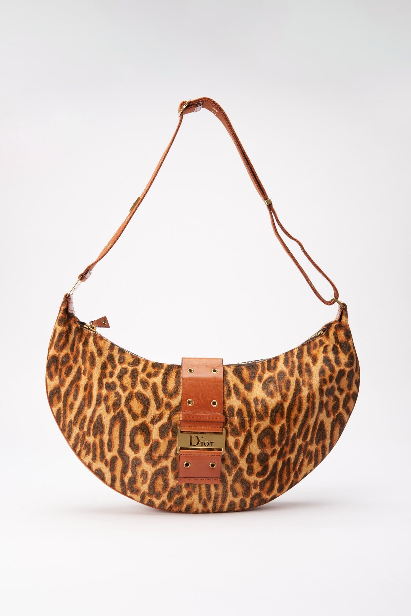 Dior Leopard Calf Hair Moon Hobo Bag