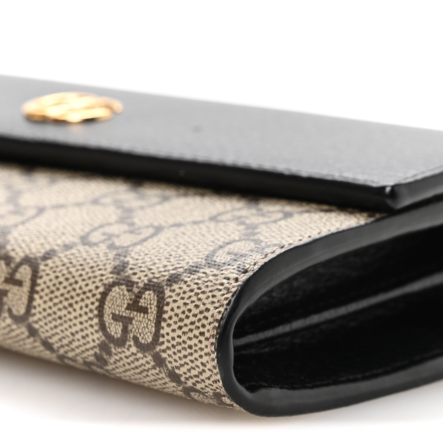 Gucci Dollar Calfskin GG Supreme Monogram Petite GG Marmont Wallet Chain Bag Black Beige Ebony