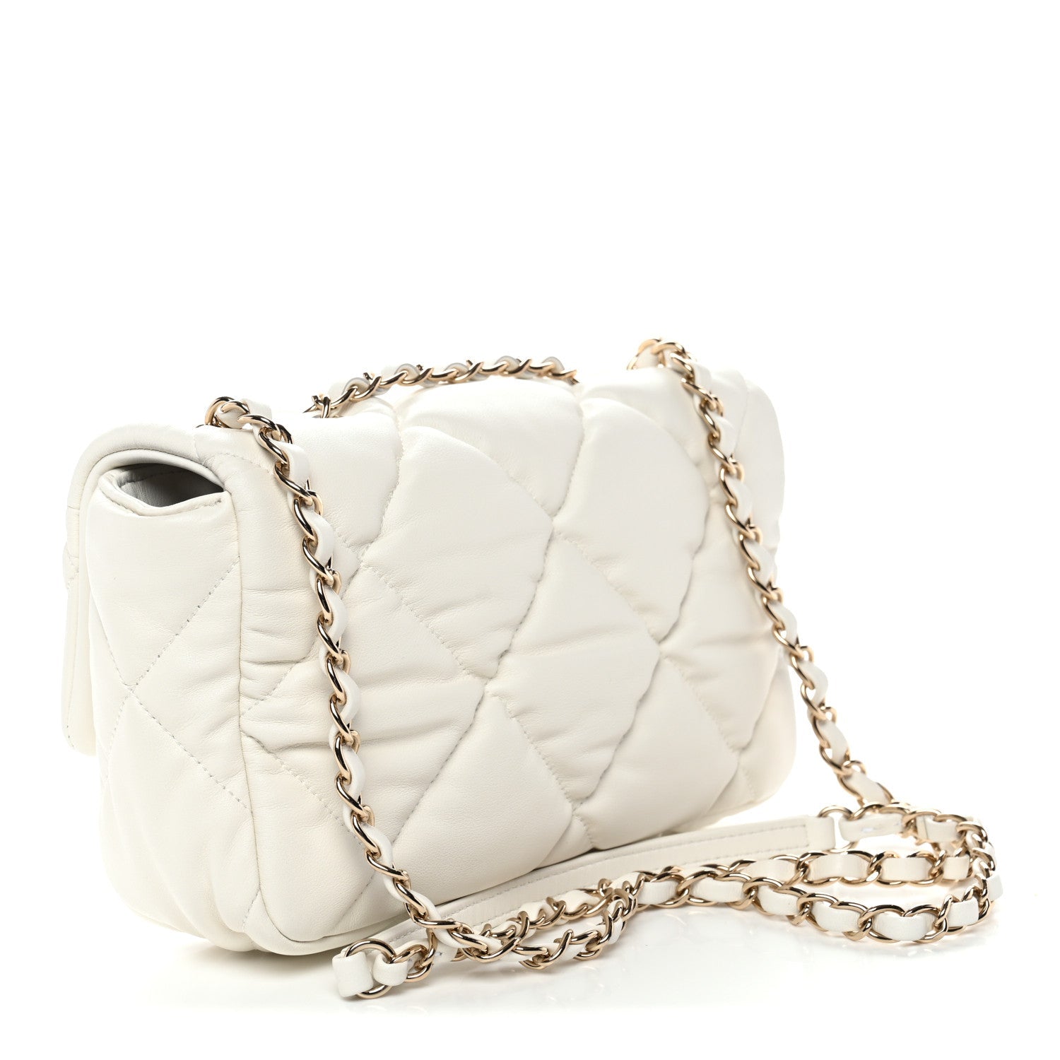 Chanel Calfskin Quilted Medium Bubbly Flap White
