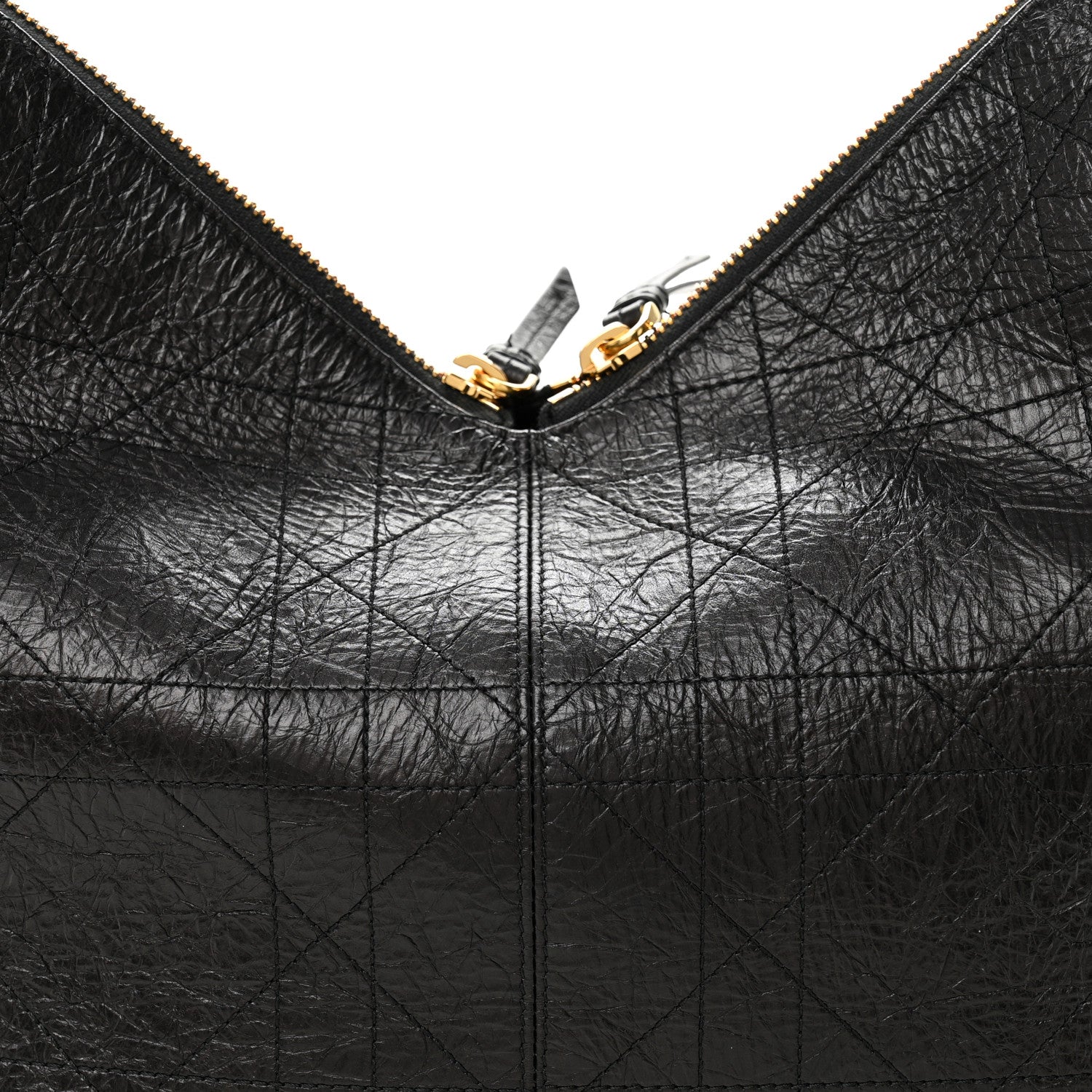 Christian Dior Crinkled Calfskin Macrocannage Large Voyage Bag Black