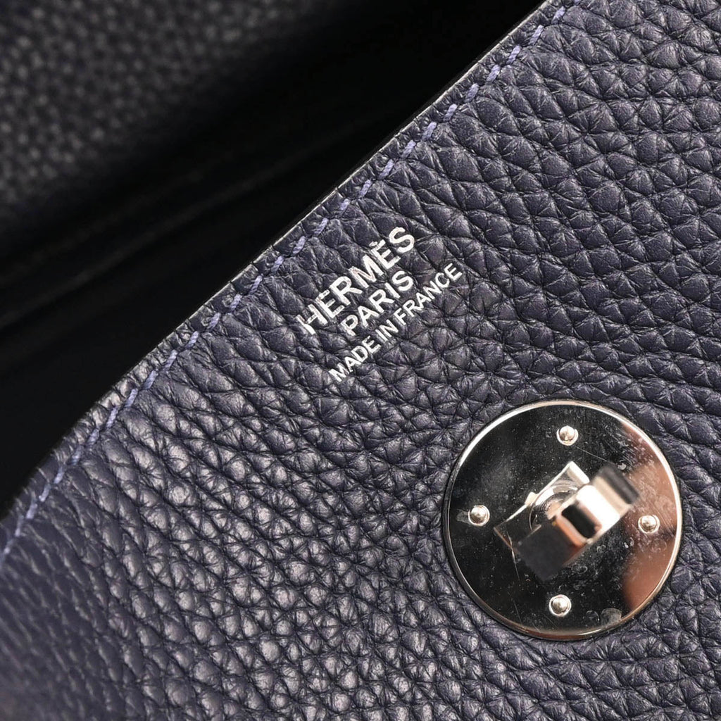 Hermes 2019 Navy Blue Taurillon Clemence Lindy 30 Shoulder Bag