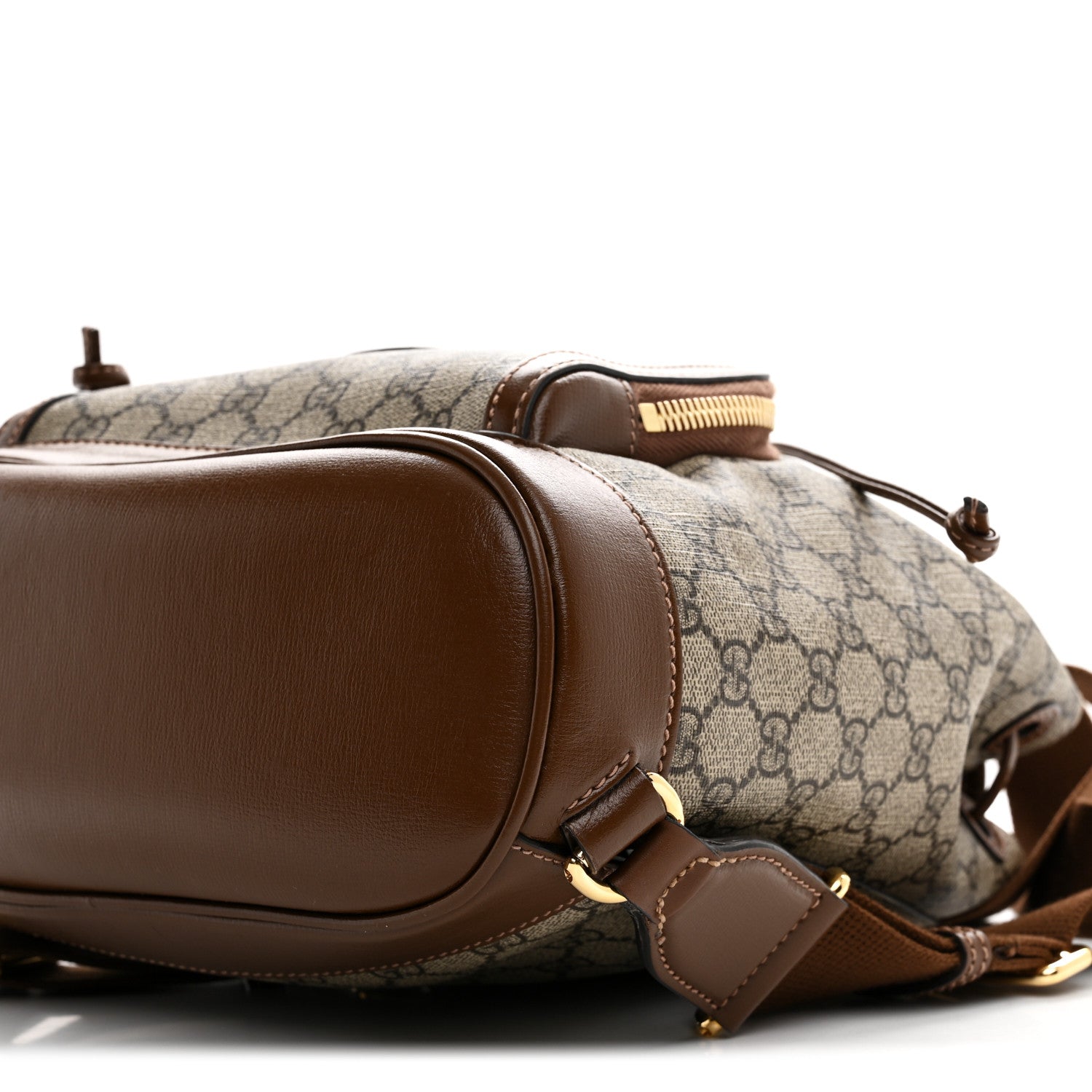 Gucci GG Supreme Monogram Azalea Calfskin Retro Interlocking G Buckle Backpack Beige Ebony Brown Sugar