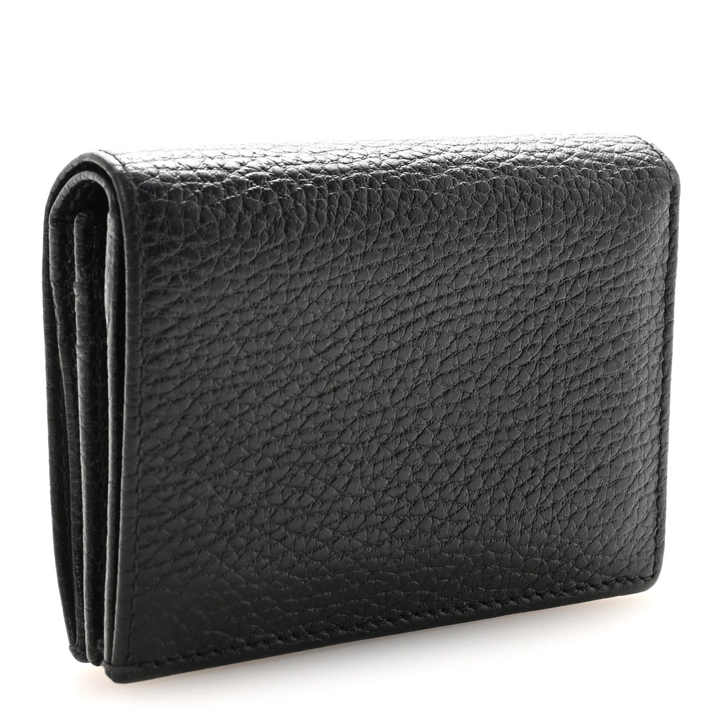 Gucci Pebbled Calfskin GG Marmont Card Case Black