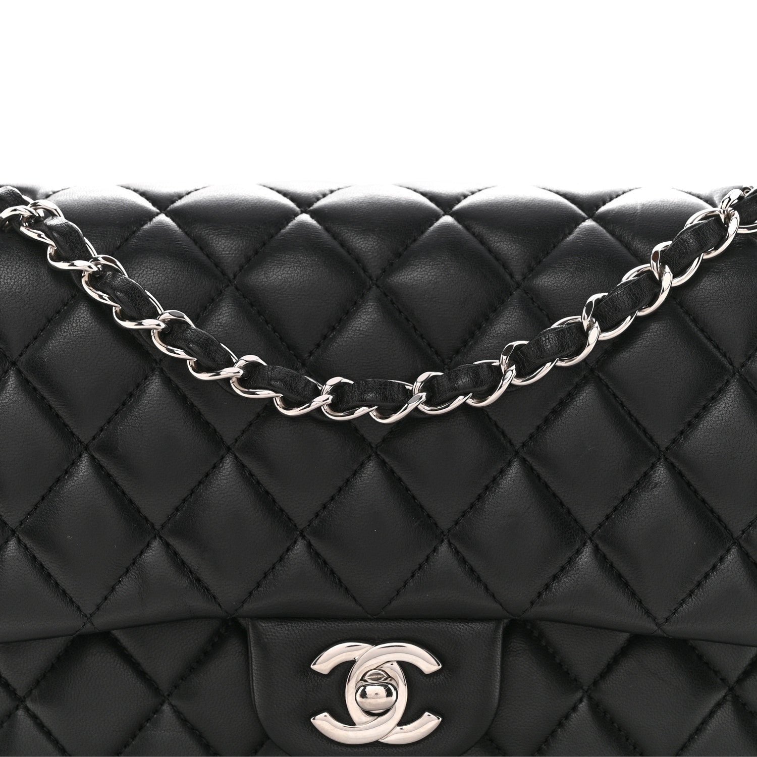 Chanel Lambskin Quilted Medium Double Flap Black