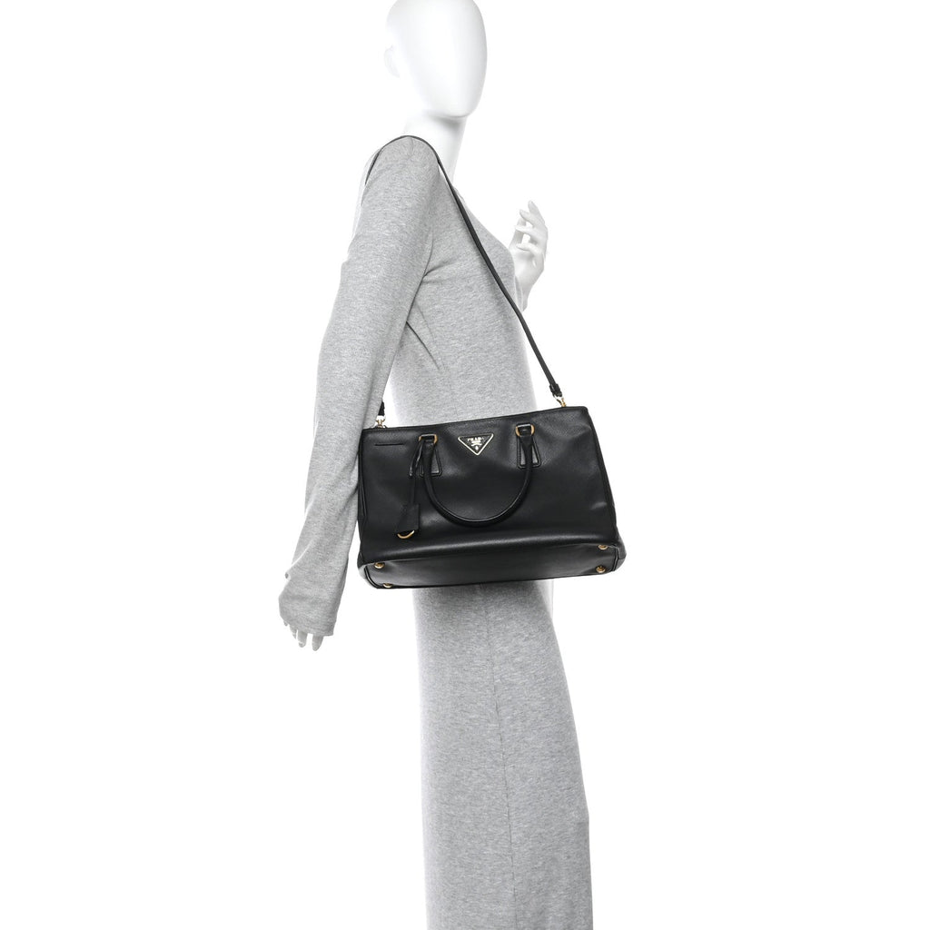 Prada Saffiano Medium Galleria Double Zip Tote Black