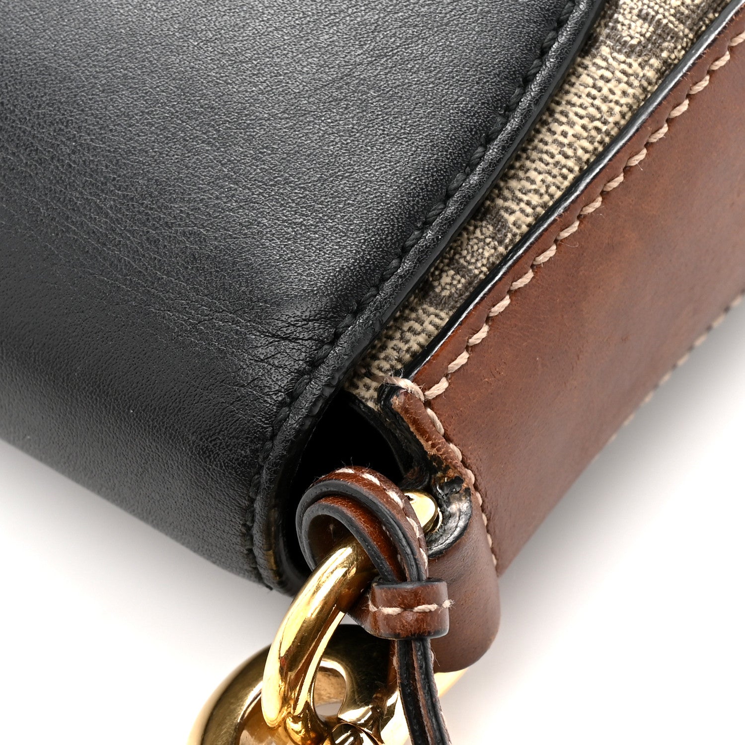 Gucci GG Supreme Monogram Web Medium Padlock Messenger Shoulder Bag Black