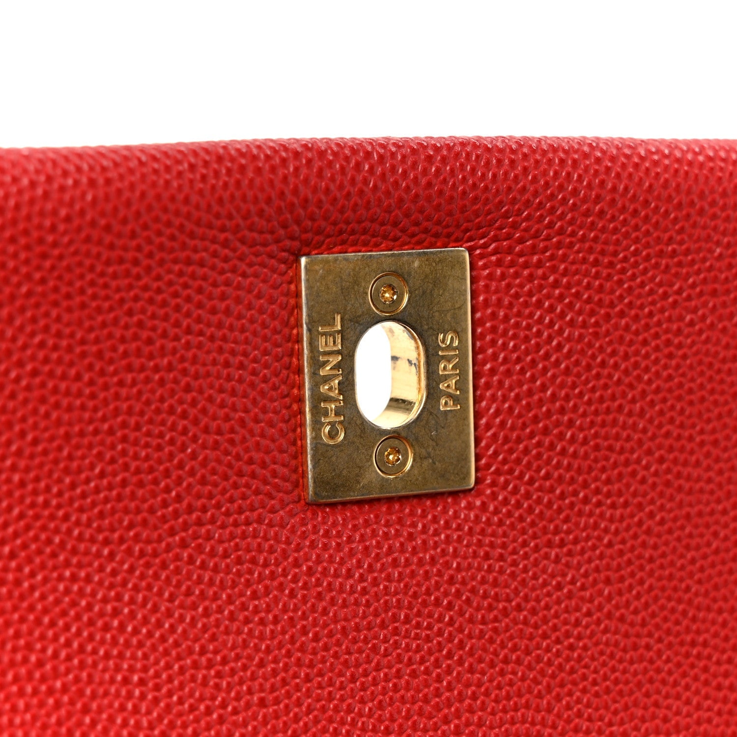Chanel Caviar Lizard Embossed Quilted Mini Coco Handle Flap Red