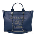 Chanel Caviar Small Studded Deauville Tote Navy