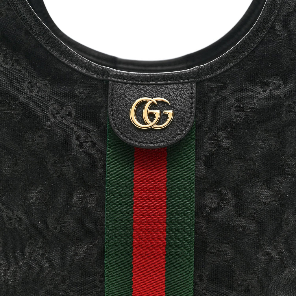Gucci Denim GG Monogram Web Small Giglio Tote Black