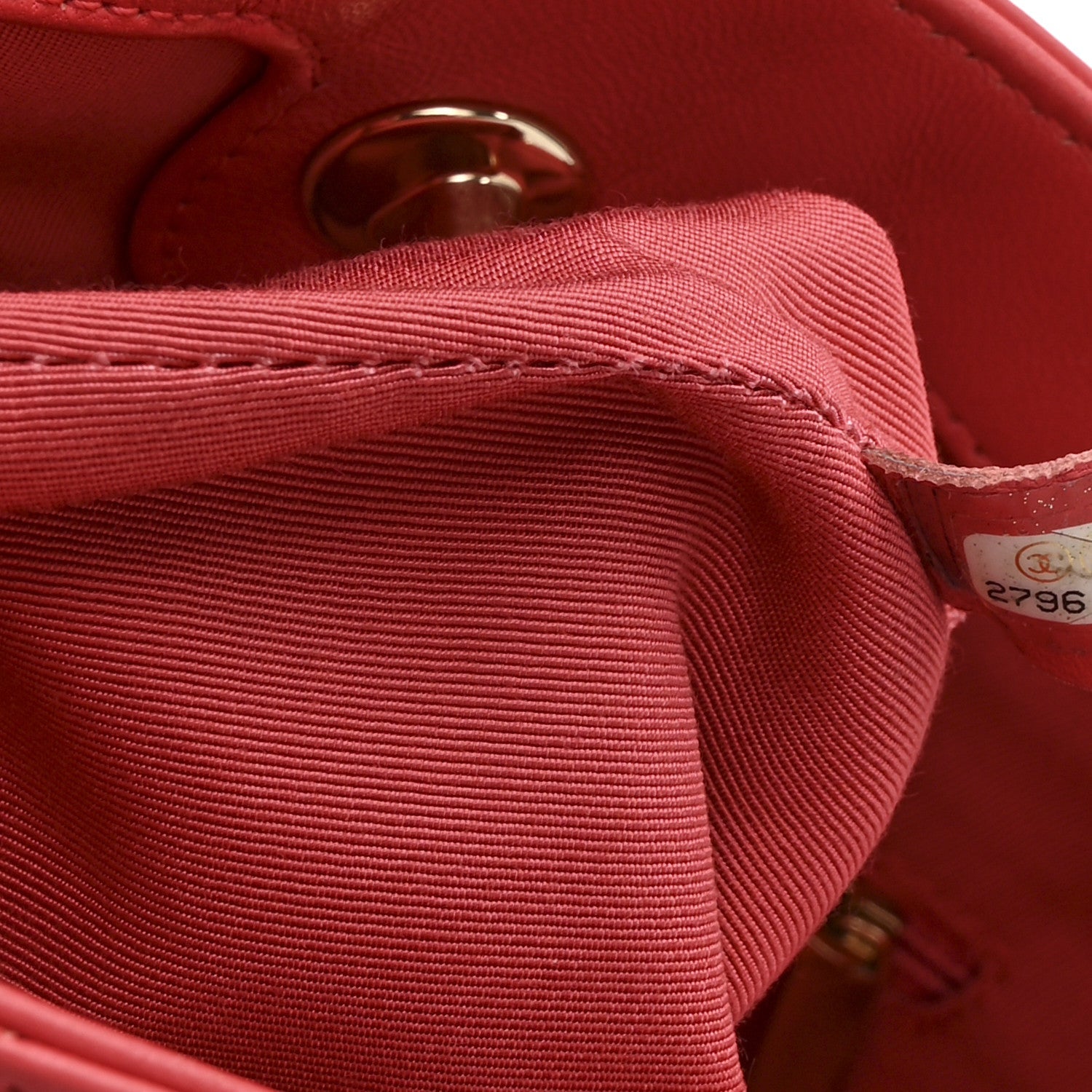 Chanel Calfskin Stitched Chain Bucket Bag Coral