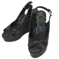 Louis Vuitton * Black Monogram Denim Sandals Shoes