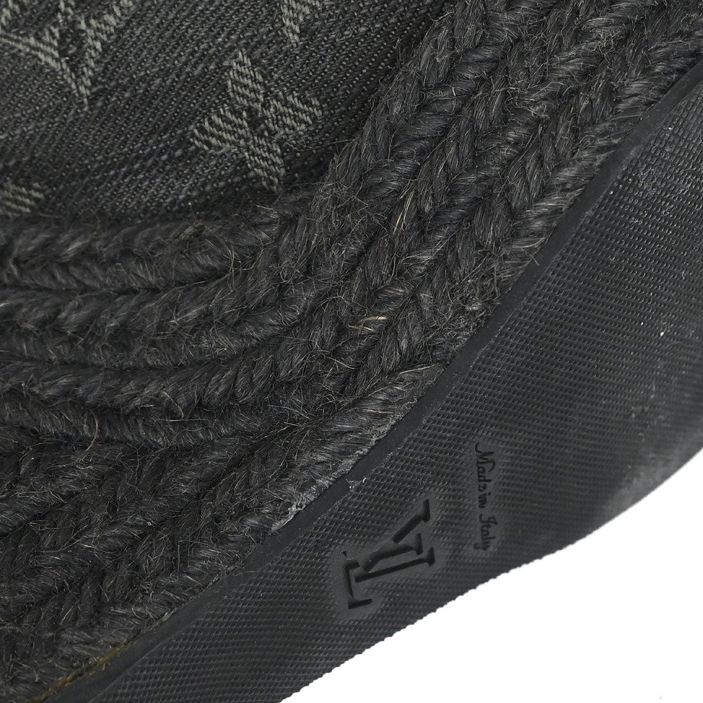 Louis Vuitton * Black Monogram Denim Sandals Shoes