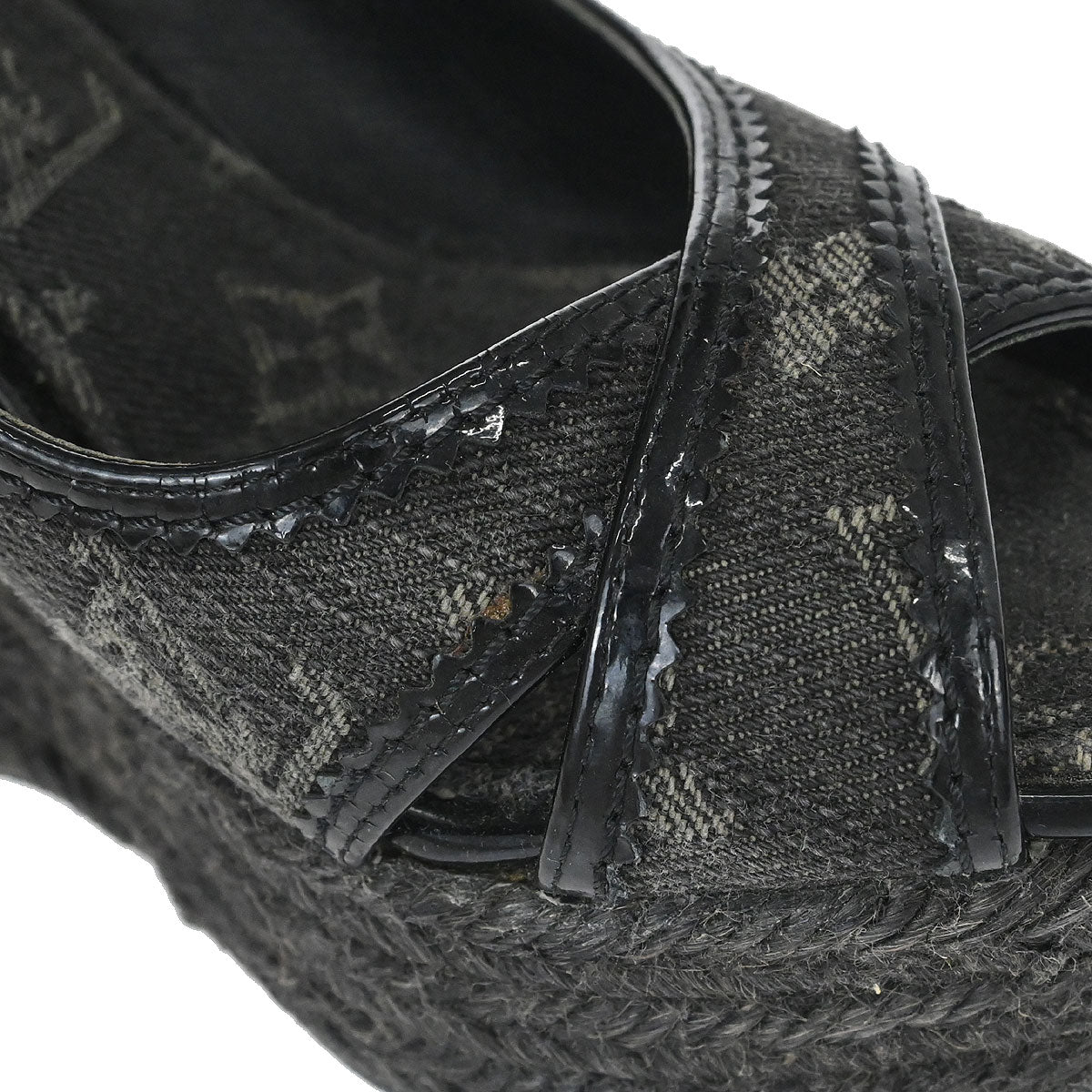 Louis Vuitton * Black Monogram Denim Sandals Shoes