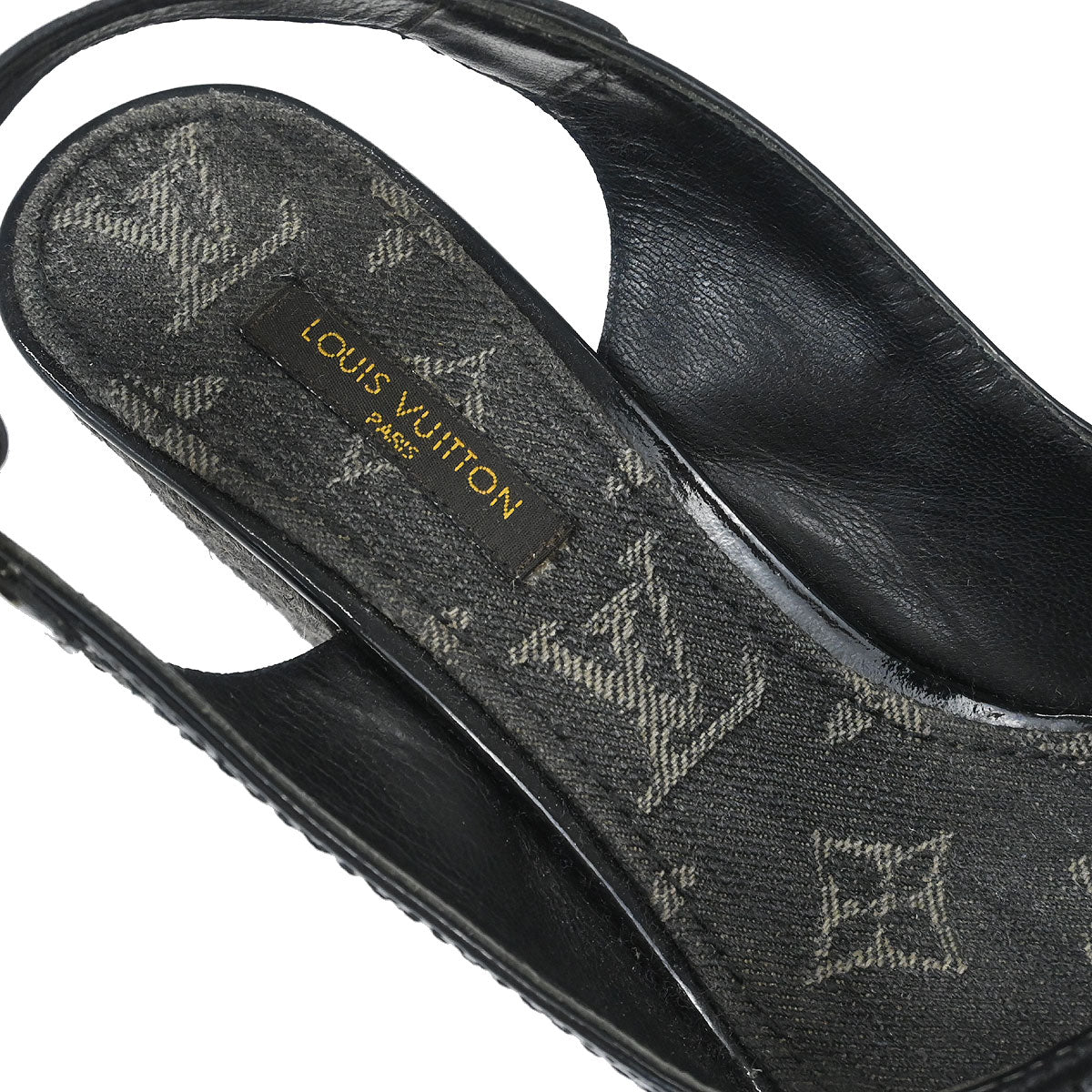 Louis Vuitton * Black Monogram Denim Sandals Shoes