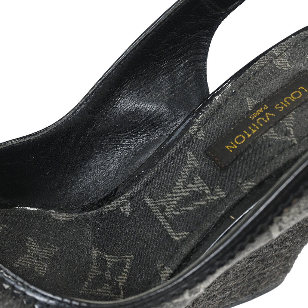 Louis Vuitton * Black Monogram Denim Sandals Shoes