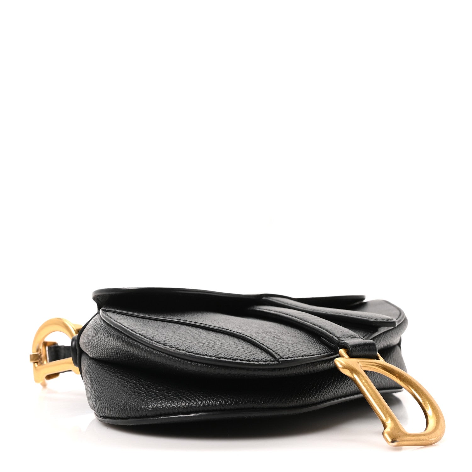 Christian Dior Grained Calfskin Mini Saddle Bag Black