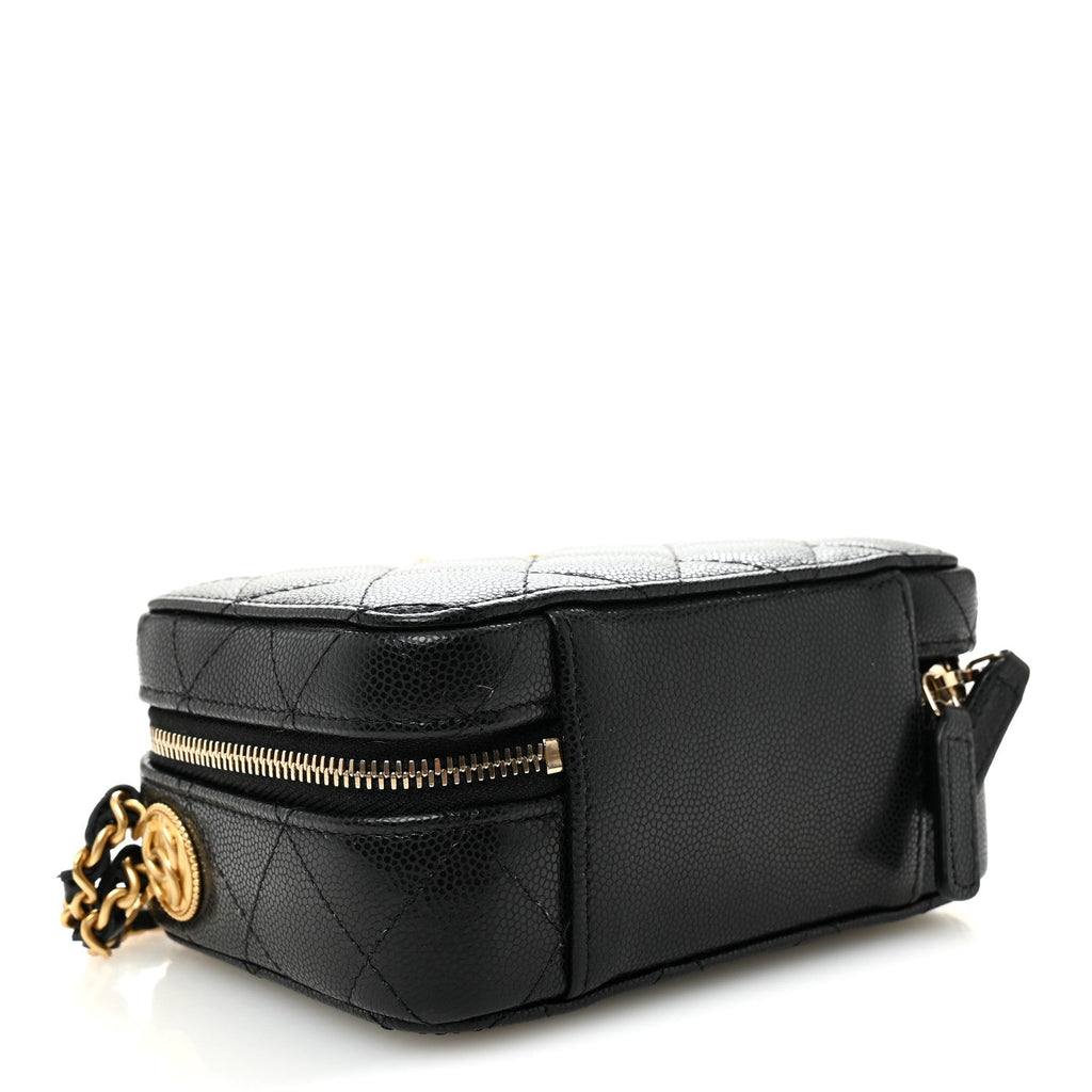 Chanel Caviar Quilted Twist Your Buttons Clutch With Chain Black