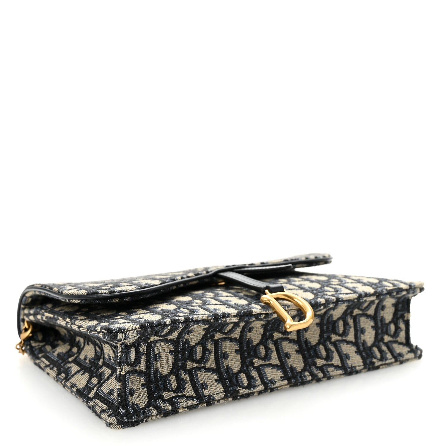 Christian Dior Oblique Saddle Chain Pouch Blue