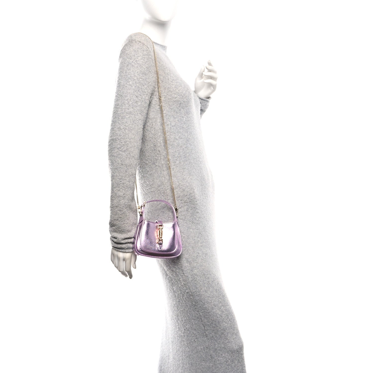 Gucci Laminated Nappa Nano Jackie 1961 Hobo Metallic Rosa